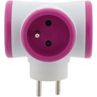 WATT&CO Bloc prise Triplite 3x16A rotatif Rose