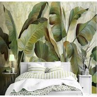 Papier peint mural 350 cm x 250 cm (largeur x hauteur) 3D peintures murales bananier plante chambre vert salon décorative