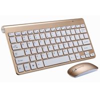 2.4G sans fil clavier et souris Mini multimédia clavier souris ensemble combiné pour ordinateur portable ordinateur portable Gold