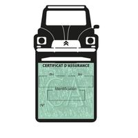 Simple porte vignette assurance Citroën Dyane sticker adhésif Noir