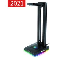 2021 Support Casque, RGB Porte Casque avec Hub USB 2 Ports Support Casque Gamer avec Son Ambiophonique 7.1 Rétroéclairé - Noir