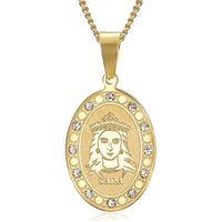 BOBIJOO Jewelry - Pendentif Collier Gitan Medaille Sainte Sara Acier Inoxydable Or Faux Diamants Dore