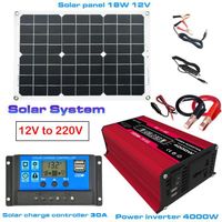 Panneau solaire,Système de panneaux solaires,contrôleur de Charge de la batterie,Kit onduleur 6000W- 12V to 220V 4000W[B]