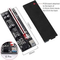 MZHOU 6 Pièces VER009S-PLUS Riser Card avec Câble D'extension USB 3.0 de 0,6 m - Noir