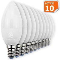 Lot de 10 Ampoules LED bougie E14 6W 480 lumens Blanc Chaud