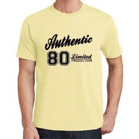 Homme Tee-Shirt 80 Authentique – 80 Authentic – 80 Ans T-Shirt Cadeau 80e Anniversaire Vintage Année 1943 Jaune