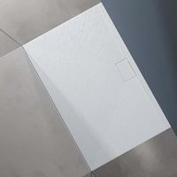 Sogood® Receveur de Douche Bac à Douche Ultra Plat en Solid Surface Blanc Mat Geoma07 90x120x3 cm