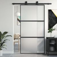 vidaXL Porte coulissante noir 102,5x205 cm verre trempé aluminium 155200