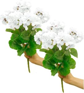 FLEUR ARTIFICIELLE 2 Branches de Géraniums Artificiels, Buissons de Fleurs en Soie avec 5 Têtes de Fleurs, Bouquet Floral en Soie Artificielle.[Y496]