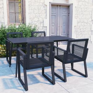 Ensemble table et chaise de jardin Atyhao Ensemble à dîner d'extérieur 5 pcs Rotin PVC Noir AB3060215 98666