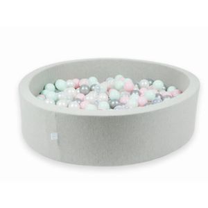 PISCINE À BALLES Mimii - Piscine À Balles (gris clair) 110X30cm-400 Balles (transparent, perle, argent, rose clair, menthe clair)