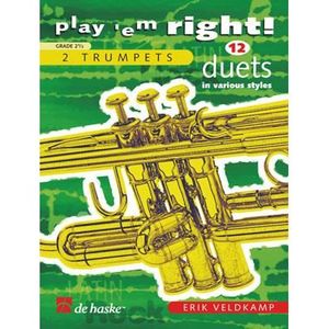 PARTITION Play 'em Right! - 12 Duets in various styles, de Erik Veldkamp - Recueil pour Trompette, Cornet ou Bugle