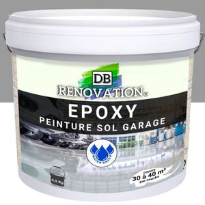 PEINTURE - VERNIS 4,5 kg Gris - RESINE EPOXY Peinture sol Garage béton - PRET A L'EMPLOI - Trafic intense - Etanche et résistante