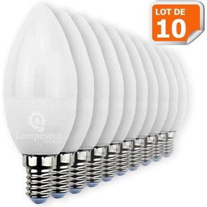 AMPOULE - LED Lot de 10 Ampoules LED bougie E14 6W 480 lumens Blanc Chaud - LAMPESECOENERGIE - Technologie LED