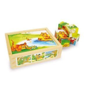 PUZZLE Puzzle en bois Jeux d'animaux - LEGLER - 12 cubes 