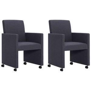 Moderne Chaise De Salle A Manger 2 Pcs Gris Fonce Tissu Achat