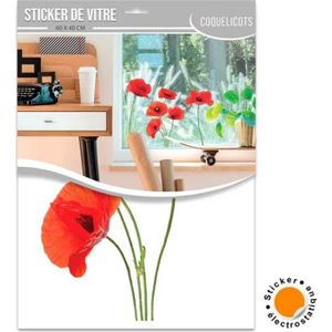 Sticker vitre colonne de fleurs, décor de qualité pour fenêtre