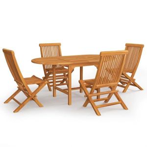 Ensemble table et chaise de jardin vidaXL Salon de jardin 5 pcs Bois de teck massif