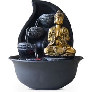 FONTAINE INTÉRIEURE ZEN Fontaine LED d'intérieur avec statuette Bouddha Praya - Noir