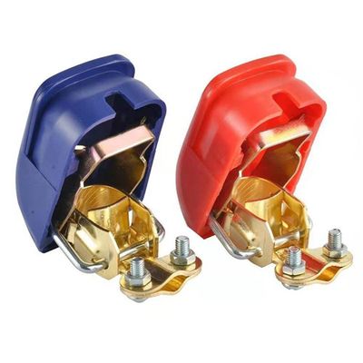 Lot De 2 Connecteurs De Borne De Batterie QWORK - Cosse Positive Et Négative Serrage Rapide Pour Voiture, Camion, Caravane