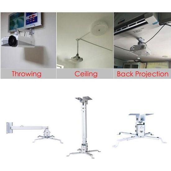 Support Projecteur Mural Réglable 360° - Inclinaison Et Rotation - Charge 2kg - Filetage 1/4
