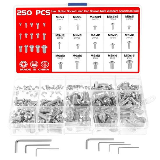 Lot De 20 Vis M2 X 30mm à Tête Hexagonale Creuse – Inox, Moletées – Uxcell