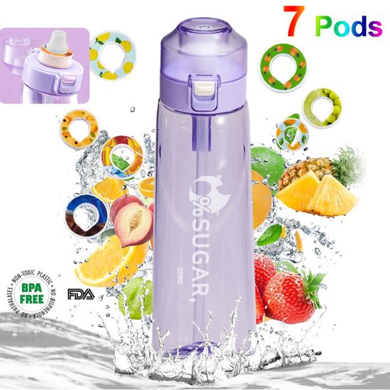 Bouteille D'eau Parfumée 650 Ml – 7 Capsules De Saveur, Sans BPA, Anti-fuite, Plusieurs Couleurs