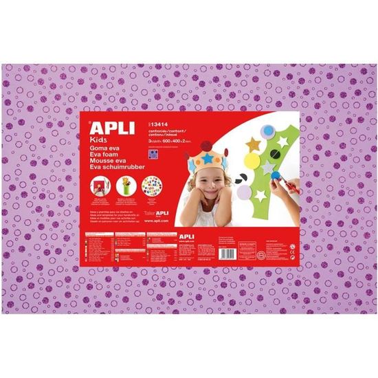 APLI Pochette feuille de mousse caoutchouc Lilas imprimée rond Violets