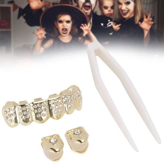 Grilles Dents Métal Plaqué Or Et Argent Pour Halloween Cosplay Hip Hop - Homme Et Femme (Argenté)