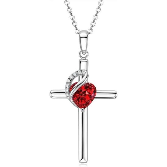Collier Croix Cadeau Pour La Saint-Valentin - Collier Avec Pendentif En Forme De Croix Pour Femme - En Argent Sterling 925 - Papillon - Diamant - Pour La Fête Des Mères, Un