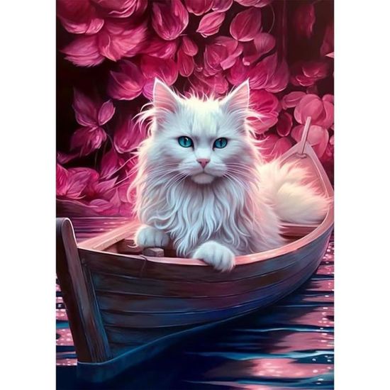 Diamond Painting Fleur De Chat,Broderie Diamant Kit Complet,5D Peinture Diamant Pour Enfant