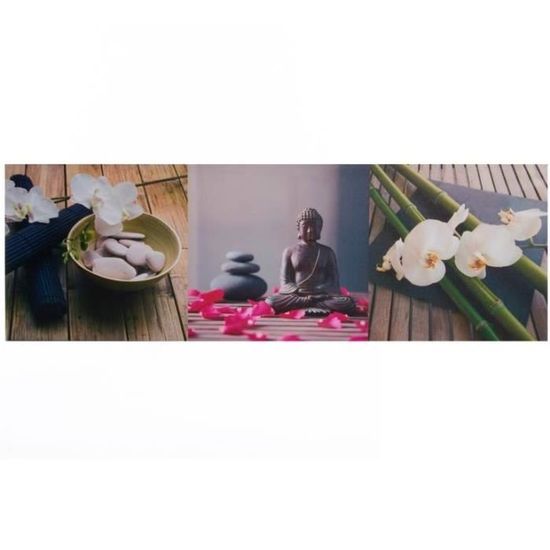 Cadre toile - tableau zen SPA et Bougie - 40 x 40 cm - Maison