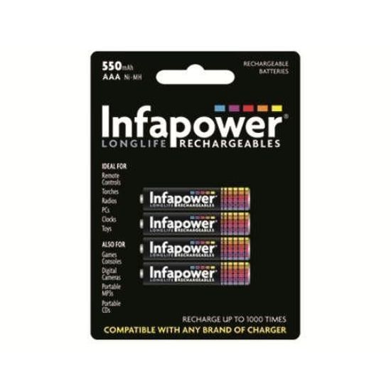 Infapower Piles rechargeables AAA 550 mAh NIMH longue durée Pack de 4
