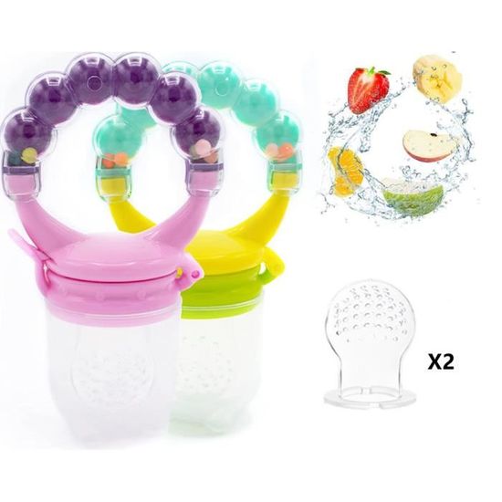 Tétine D'alimentation Pour Bébé - 1 Grignoteuse Bébé 3 Tétines Silicone Sans BPA - Anneau De