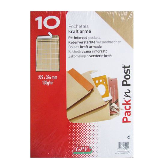 Enveloppes Kraft Renforcées Auto-Adhésives Format A4+ (26x33cm) - Lot De 10, 130g - Pour Envoi Courrier, Documents - 6