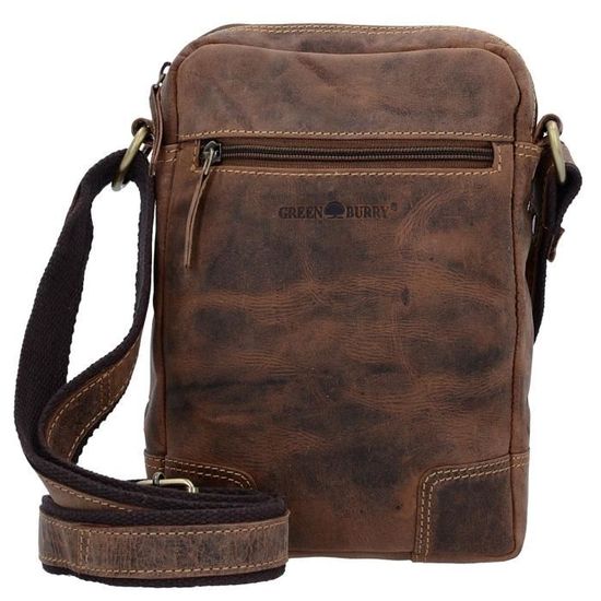 Sac Bandoulière Vintage Greenburry - Cuir - Marron - Taille M - Fabriqué En Inde