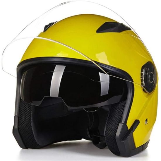 Casque Moto Vintage Ouvert Demi-coque – Certifié DOT/ECE, Coque ABS, Doublure Amovible, Pare-soleil – Pour Scooter, Cruiser, Café Racer