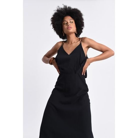 MOLLY BRACKEN Robe longue volant noire XS Noir Robes