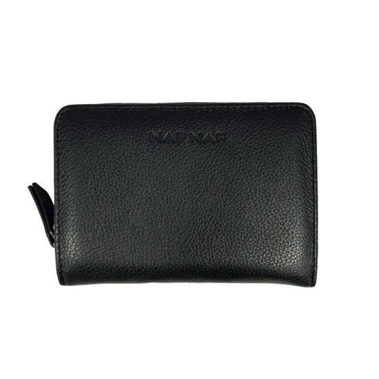 Naf Naf Portefeuille compact en cuir Camelia noir 8580 Cdiscount Bagagerie Maroquinerie