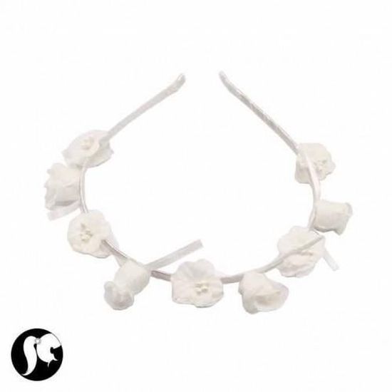 Serre-tête Fille Velours Blanc Avec Oreilles Souris - Accessoire Cosplay Fête