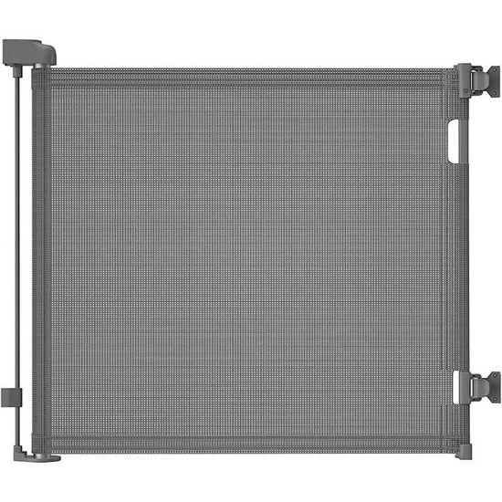 Barrière De Sécurité Rétractable Pour Chiens Barrière D Escaliers Et Portes En Textile Avec Kits D'Installation Gris