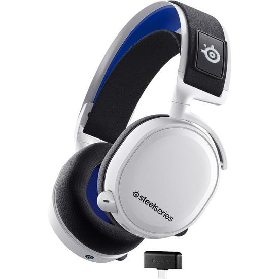 Casque Gaming Sans Fil SteelSeries Arctis 7P - Pour PlayStation 5/PS4, PC | Audio 2.4 GHz Sans Perte | Autonomie 24h - Blanc