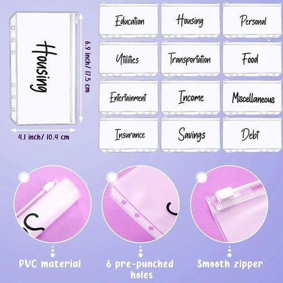 Dtaeye Pochette Plastique Classeur 20 Pièces 6 Trous Poches