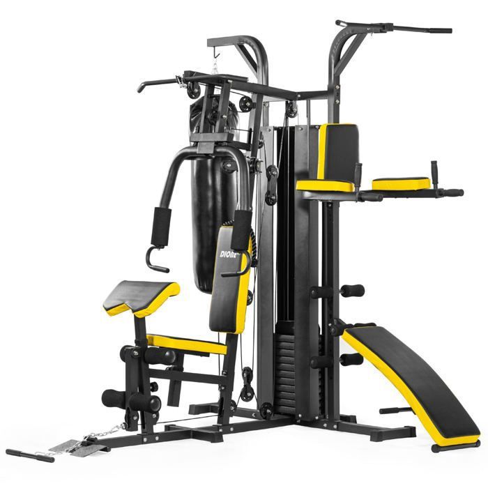Dione HG5 – Station de fitness – Multi-Gym – Station de musculation avec sac de frappe – Poids de 65 kg – Extensible jusqu'à 100 kg