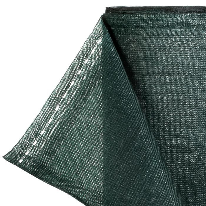 HOLZBRINK 50m Brise-vue 95% occultant, Voile d'ombrage + Corde de Fixation PP - VERT FONCÉ - HZB-01E-200-50