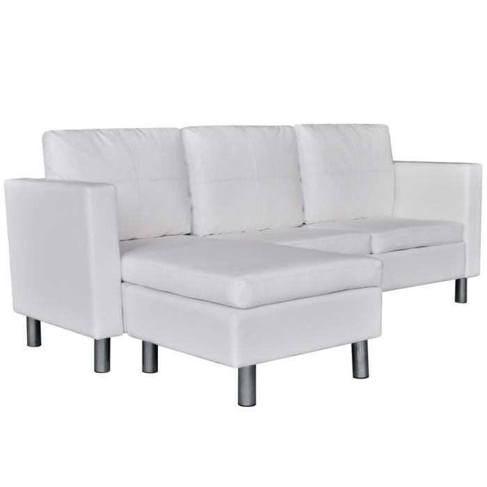 Canapé d'angle modulable similicuir blanc