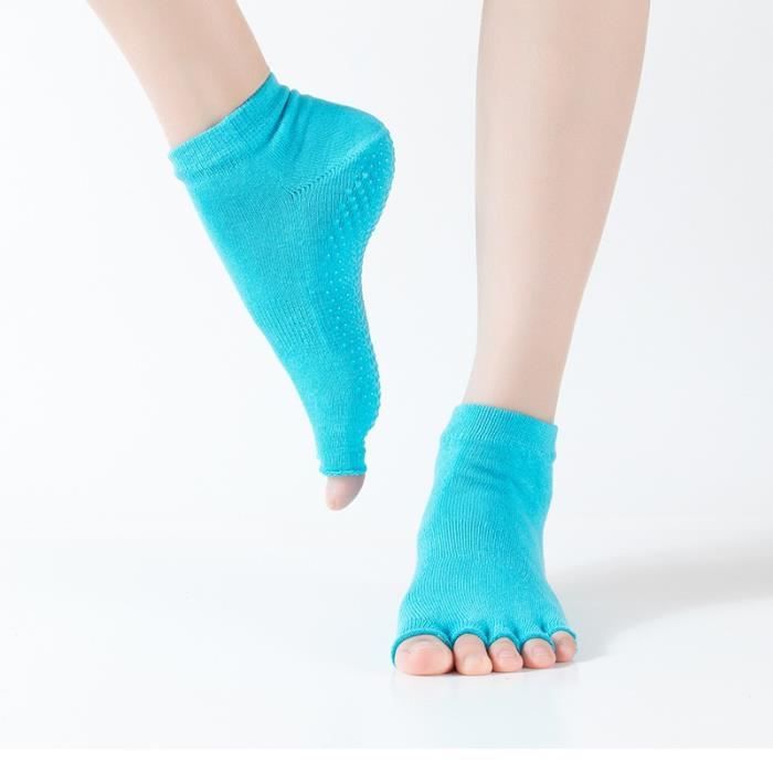 Accessoires Fitness - Musculation,Thunshion 3 paires femmes Yoga ouvert orteils chaussettes Massage antidérapant - Type Blue
