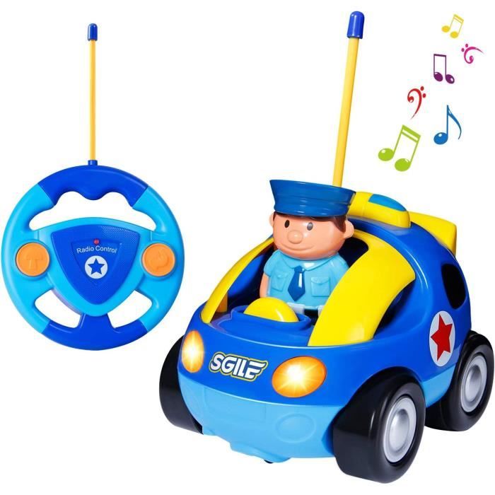 Voiture Télécommandée RC Camion de Police/Course Jouet pour les Bébés et les Enfants (Bleu)
