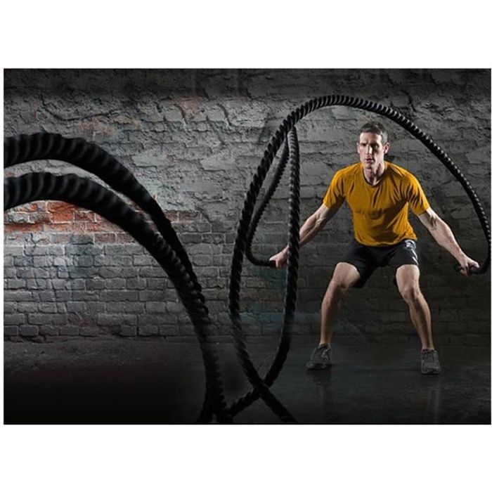 KEKE-Battle Rope Corde Ondulatoire Sport Exercice Fitness (15M -38MM) Or noir