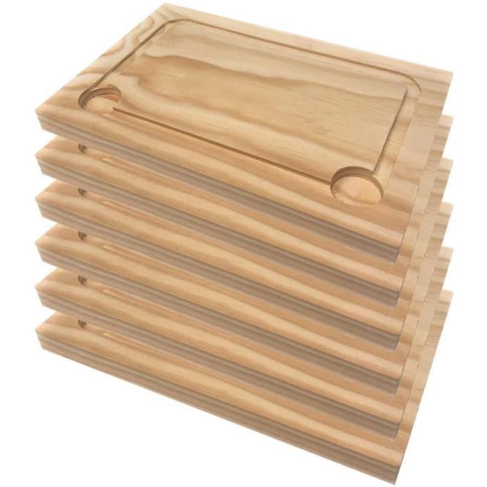 Space Home - Assiette en Bois - Planches à Découper - Peuvent être Utilisées Comme Plats De Service - Set 6 pcs - 30*20 cm